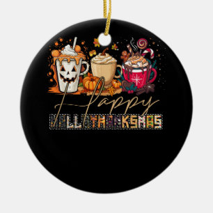 Coffee Halloween Thanksgiving Christmas Happy Hall Ceramic Ornament