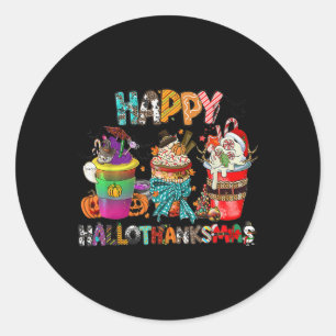 Coffee Halloween Thanksgiving Christmas Happy Hall Classic Round Sticker
