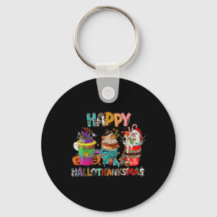 Coffee Halloween Thanksgiving Christmas Happy Hall Key Ring