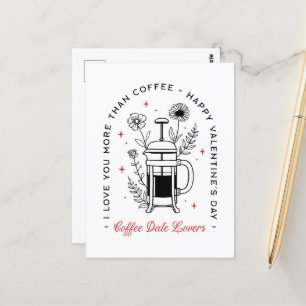 Coffee happy Valentine's Day funny retro floral Postcard