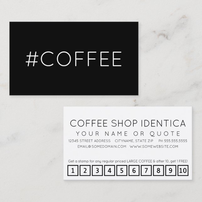 #COFFEE hashtag loyalty punch card (Front/Back)
