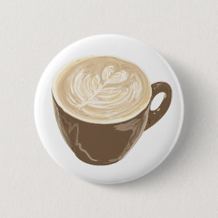 coffee heart art 6 cm round badge