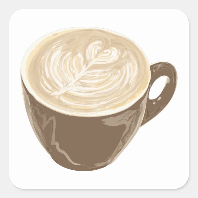 coffee heart art square sticker (Front)