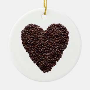 Coffee Heart Ceramic Ornament