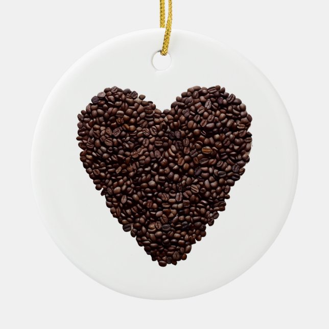 Coffee Heart Ceramic Ornament (Front)