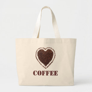 coffee heart large tote bag