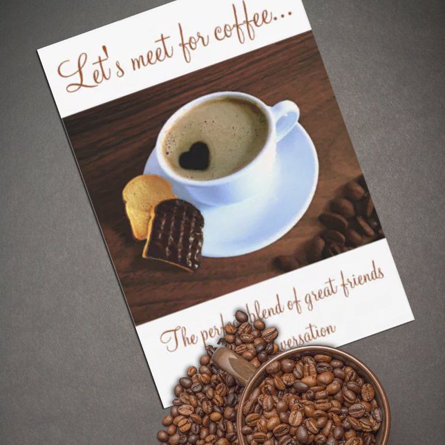 Coffee? Heart Shaped Foam Coffee Cup Cookie Invitation (Creator Uploaded)