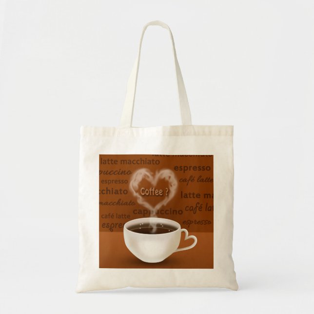 Coffee? Heart Shaped Smoke Tote Bag (Front)