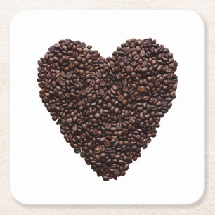 Coffee Heart Square Paper Coaster