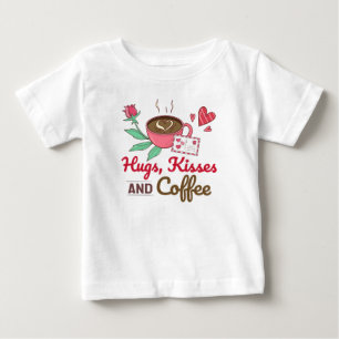 Coffee Hearts Flowers Phrase Love Baby T-Shirt