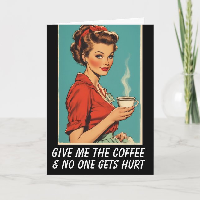 COFFEE HELLO RETRO HOUSEWIFE Greeting Card (Front)