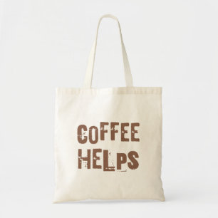 coffee helps funny retro typography cafe saying tote bag