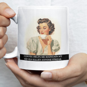 Coffee Helps Me Funny Retro 50s Saying Mug