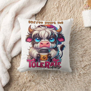 Coffee Helps Me Tolerate Idiots  Cushion