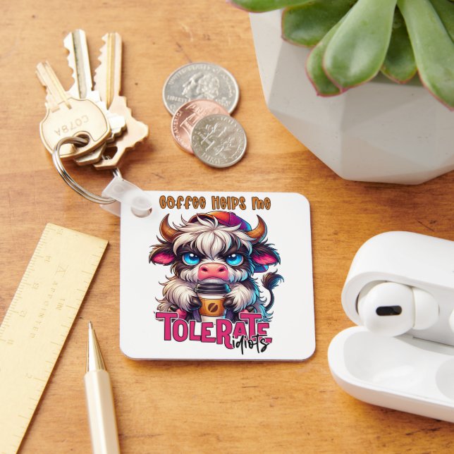 Coffee Helps Me Tolerate Idiots  Key Ring (Desk)