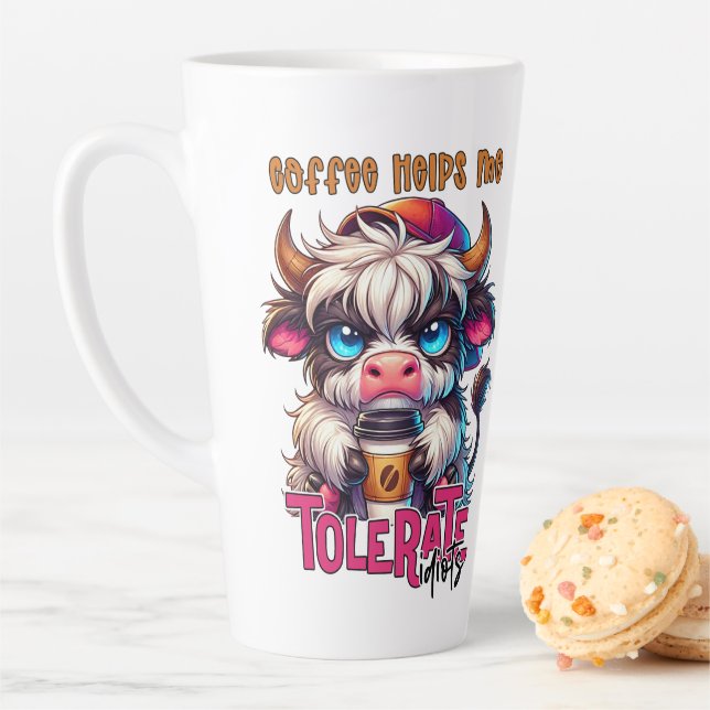 Coffee Helps Me Tolerate Idiots  Latte Mug (In Situ)