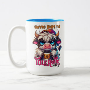 Coffee Helps Me Tolerate Idiots  Two-Tone Coffee Mug