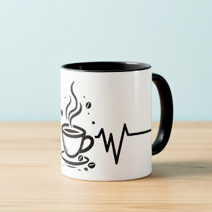 Coffee Hertbeat One-Line Art Mug