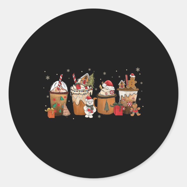 Coffee Hot Cocoa Merry Christmas Xmas Family  Classic Round Sticker (Front)
