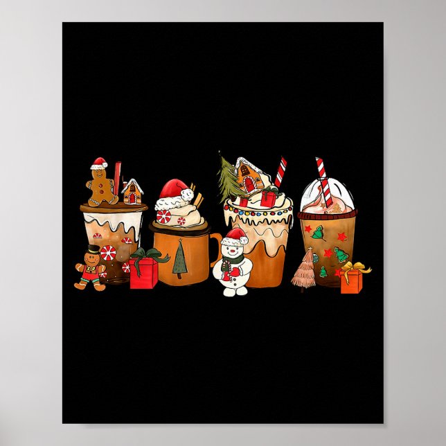Coffee Hot Cocoa Merry Christmas Xmas Family Pajam Poster (Front)