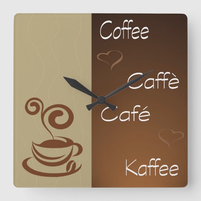 coffee hour square wall clock (Front)