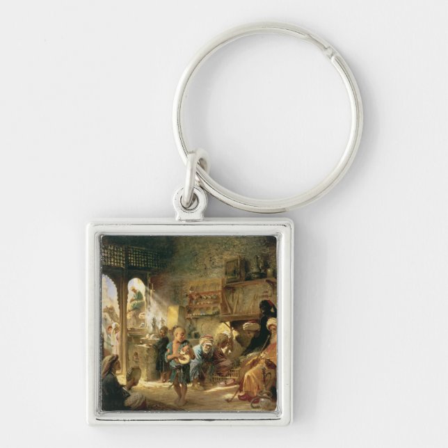 Coffee House in Cairo, 1870s Key Ring (Front)