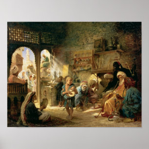 Coffee House in Cairo, 1870s Poster