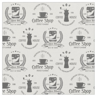 Coffee House Logos Fabric