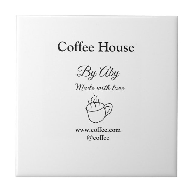 Coffee house made with love add text website socia ceramic tile (Front)