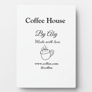 Coffee house made with love add text website socia plaque