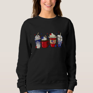 Coffee Ice Cream Red And Blue  4th of July Sweatshirt