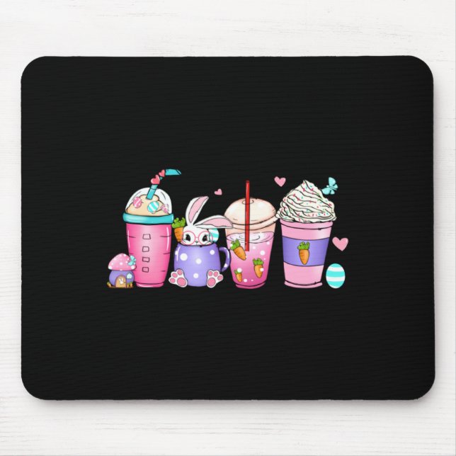 Coffee Iced Latte Sweets Cozy Retro Groovy Easter  Mouse Pad (Front)