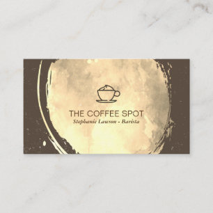 Coffee Icon Watercolor Gold Brushed Business Card