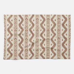 Coffee Ikat, Cream Woven Stripe Tea Towel