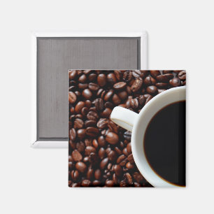 Coffee in Cup and Coffee Beans Magnet