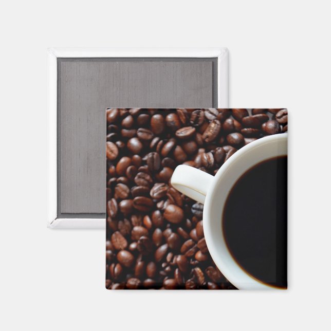 Coffee in Cup and Coffee Beans Magnet (Front/Back)