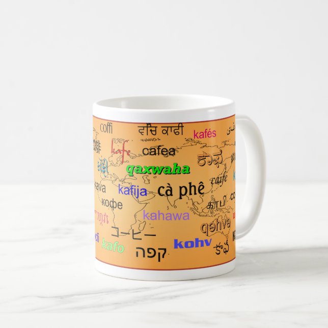 Coffee in Many Languages Mug (Front Right)