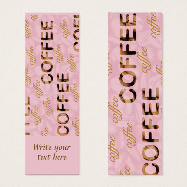 Coffee in Pink Personalised Bookmark (Front & Back)