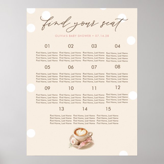 Coffee Inspired Baby Shower Seating Chart (Front)