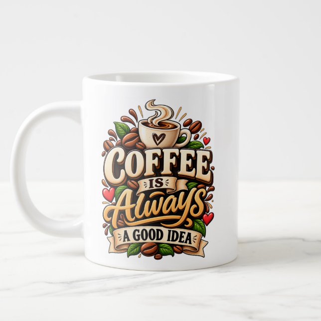 Coffee Is Always A Good Idea Large Coffee Mug (Left)