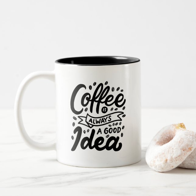 Coffee is Always a Good Idea, Two-Tone Coffee Mug (With Donut)