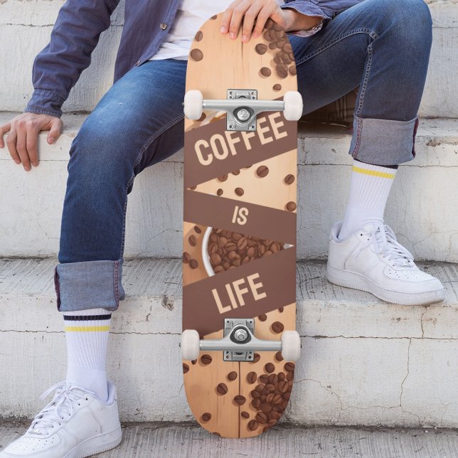 Coffee is Life - Beans on a Table Skateboard (Creator Uploaded)