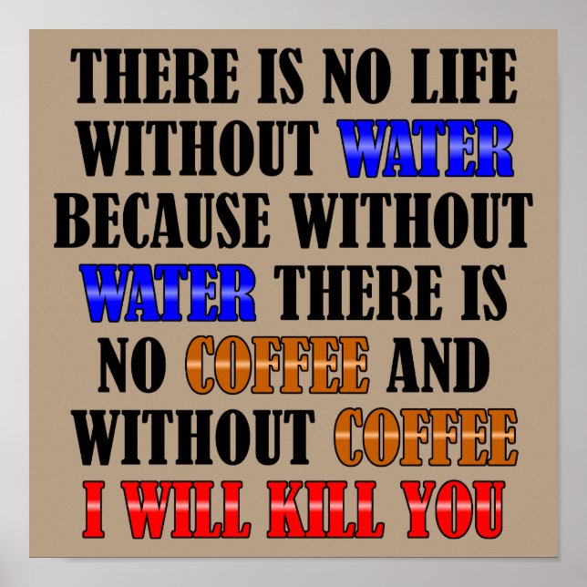 Coffee Is Life Funny Poster Sign (Front)