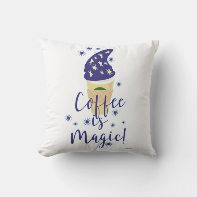 Coffee is Magic Drink Caffeine Cartoon Slogan Cushion (Front)