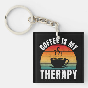 coffee is my therapy caffeine funny coffee lover key ring