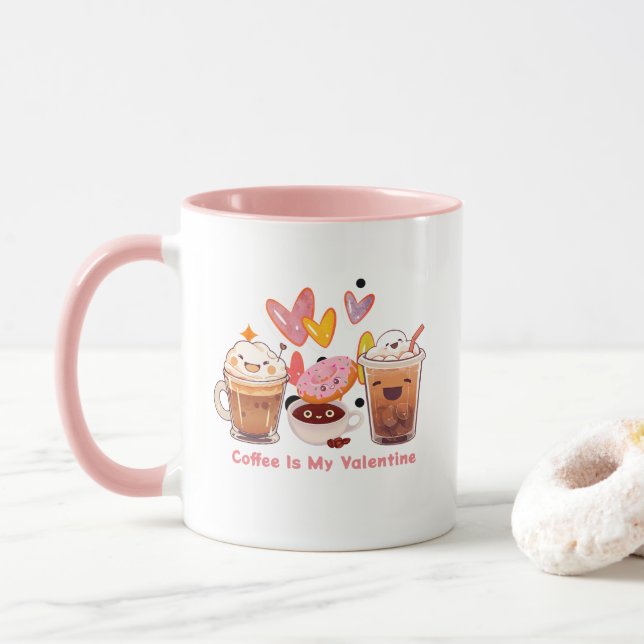 Coffee Is My Valentine | Coffee Valentine  Mug (With Donut)