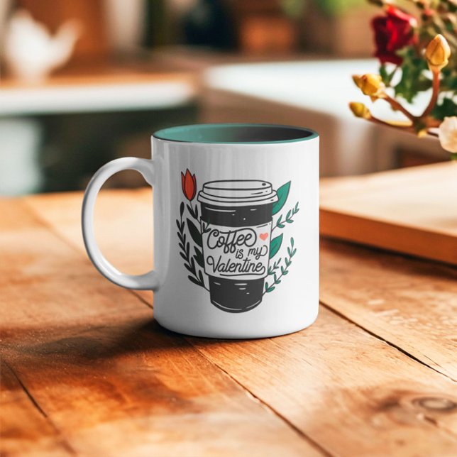 Coffee is my Valentine Two-Tone Coffee Mug (Creator Uploaded)