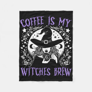 Coffee Is My Witches Brew Retro Halloween Witch Br Fleece Blanket