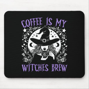 Coffee Is My Witches Brew Retro Halloween Witch Br Mouse Pad