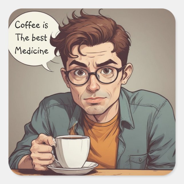 Coffee Is The Best Medicine Square Sticker (Front)
